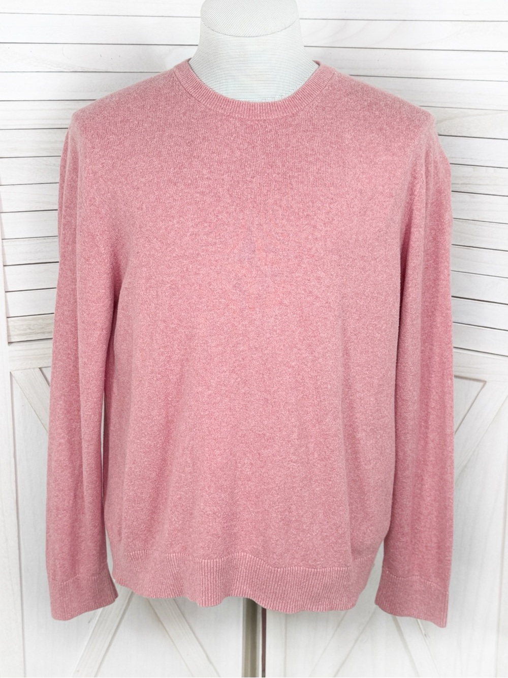 Vintage J Crew Cotton Cashmere Crew Neck Sweater Coral Red Mens Medium Preppy